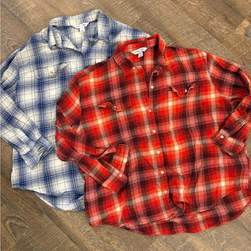 BUNDLE Women’s Boyfriend Shirt - Red and Blue